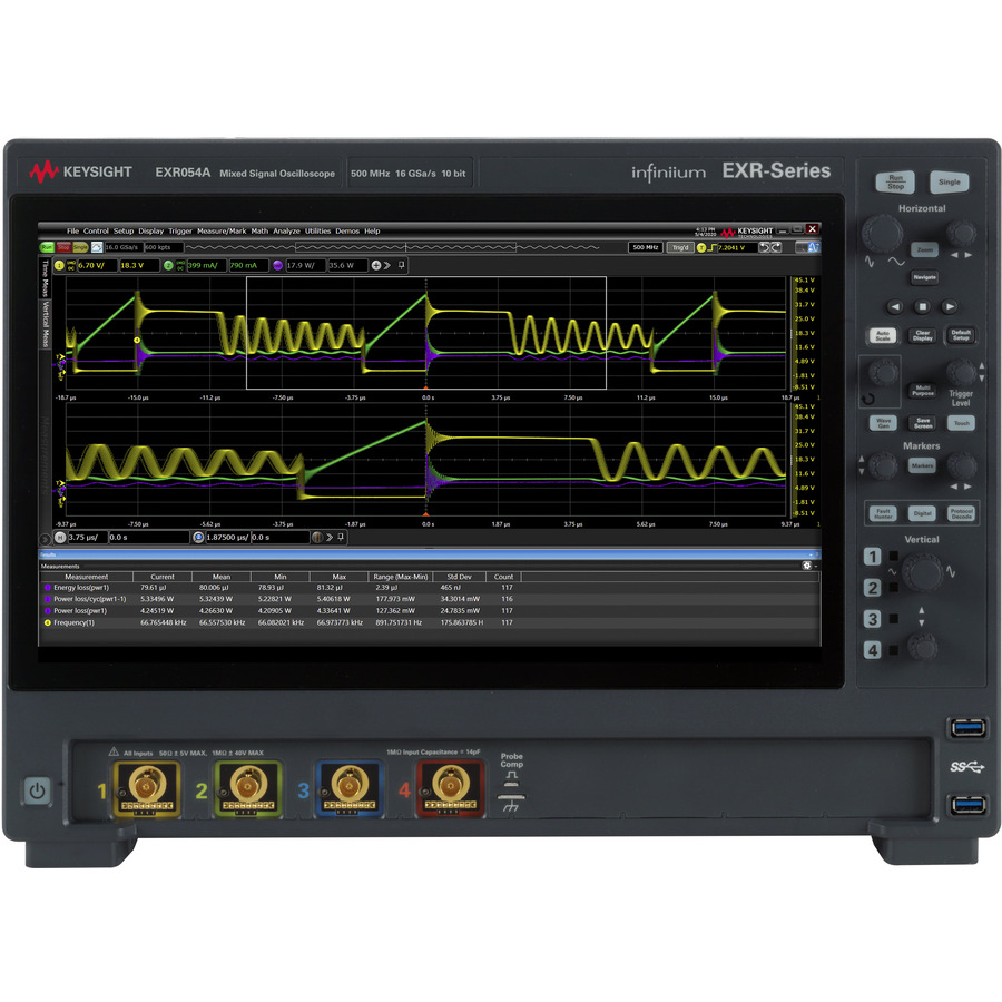Keysight EXR054A: 4-Channel Mixed Signal Oscilloscope with 500 MHz Bandwidth, 100 Mpts Memory, 16 GS/s Sample Rate, and 10-bit Resolution