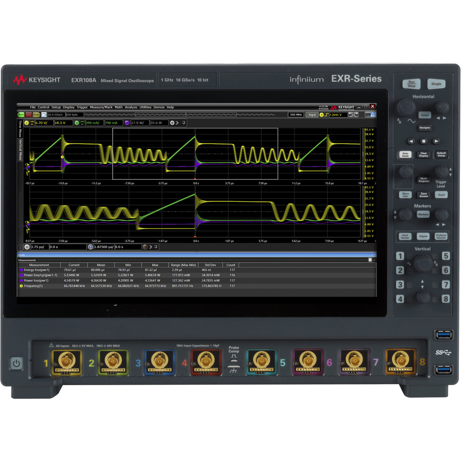 Keysight EXR108A: 8-Channel, 1 GHz, 100 Mpts, 16 GS/s, 10-bit Mixed Signal Oscilloscope