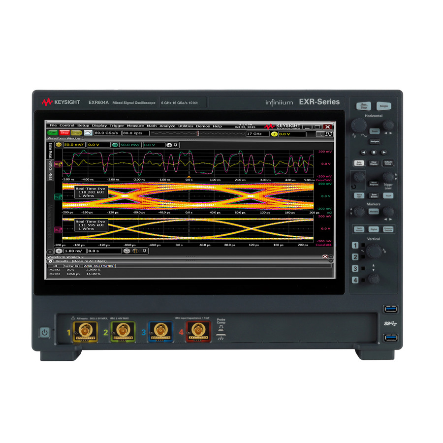 Keysight EXR604A Infiniium: 4-Channel, 6 GHz, 100 Mpts, 16 GS/s Real-Time Oscilloscope