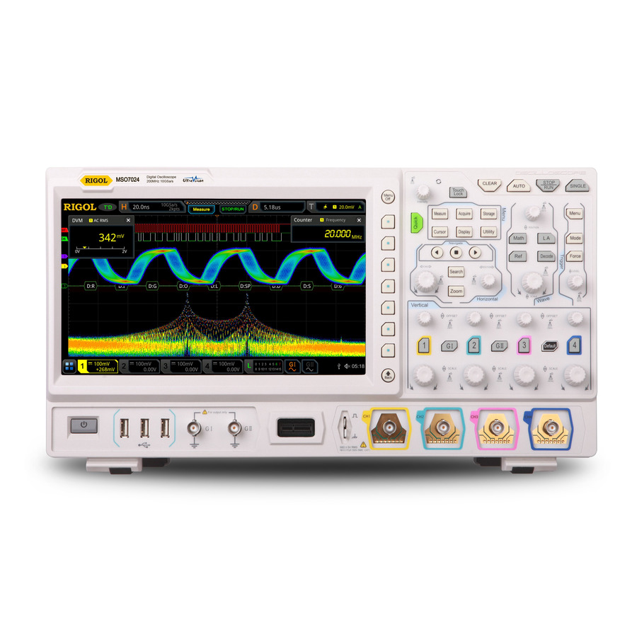 RIGOL MSO7024: 4/16-Channel Mixed Signal Oscilloscope with 200 MHz Bandwidth, 10 GS/s Sample Rate, and 100 Mpts Memory