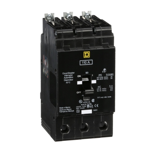 Schneider Electric EJB34110 E-Frame Brkr 110A, 3P, 480Y/277V, 65/100kA, Bolt-on Mnt