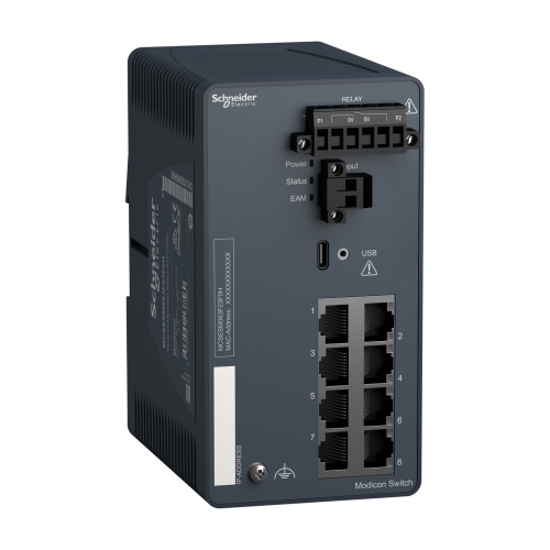 Schneider Electric MCSESM083F23F0H - network switch, Modicon Networking, managed, 8 ports for copper, harsh