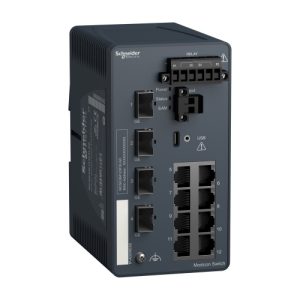 Schneider Electric MCSESM123F2LG0 - Network switch, Modicon Networking, managed, 8 ports for copper with 4Gigabit SFP
