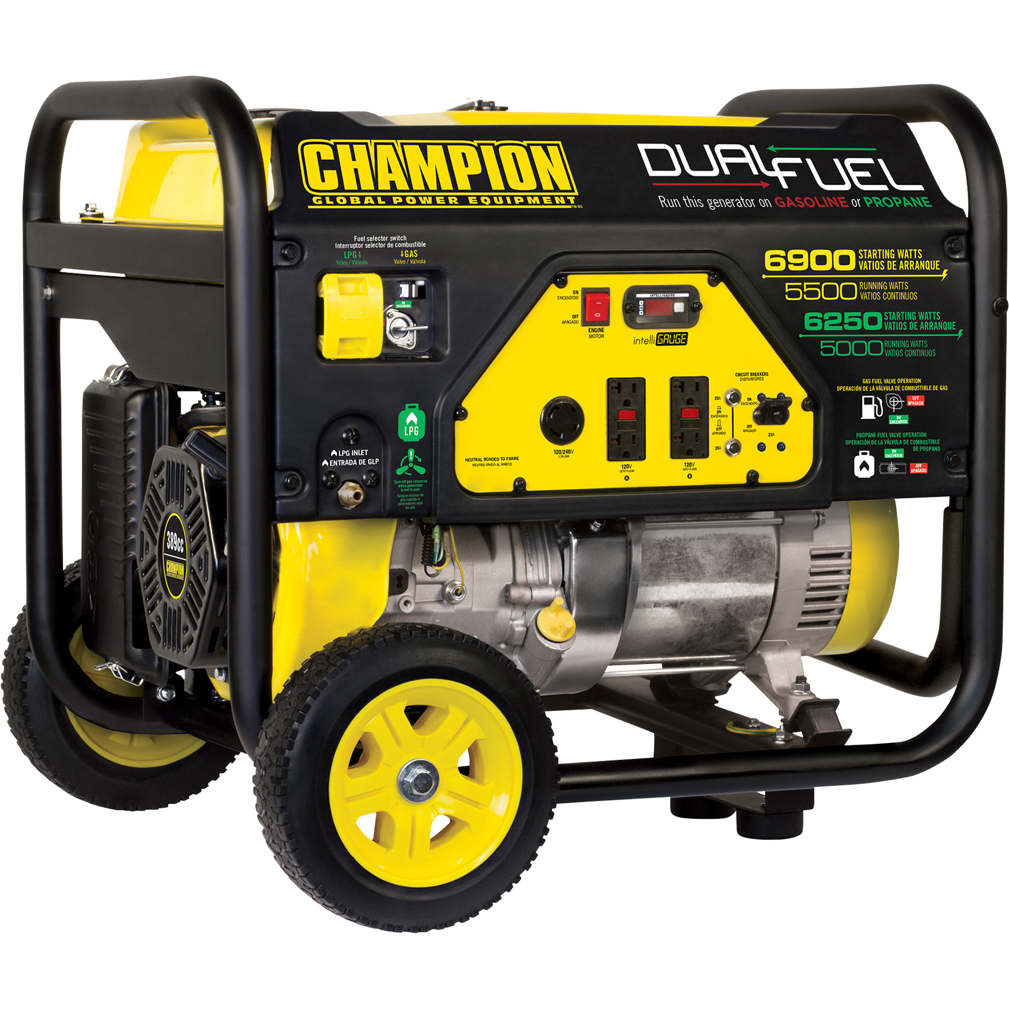 Champion Power Equipment Portable Dual Fuel Generator — 6900 Surge Watts, 5500 Rated Watts, Model# 100231