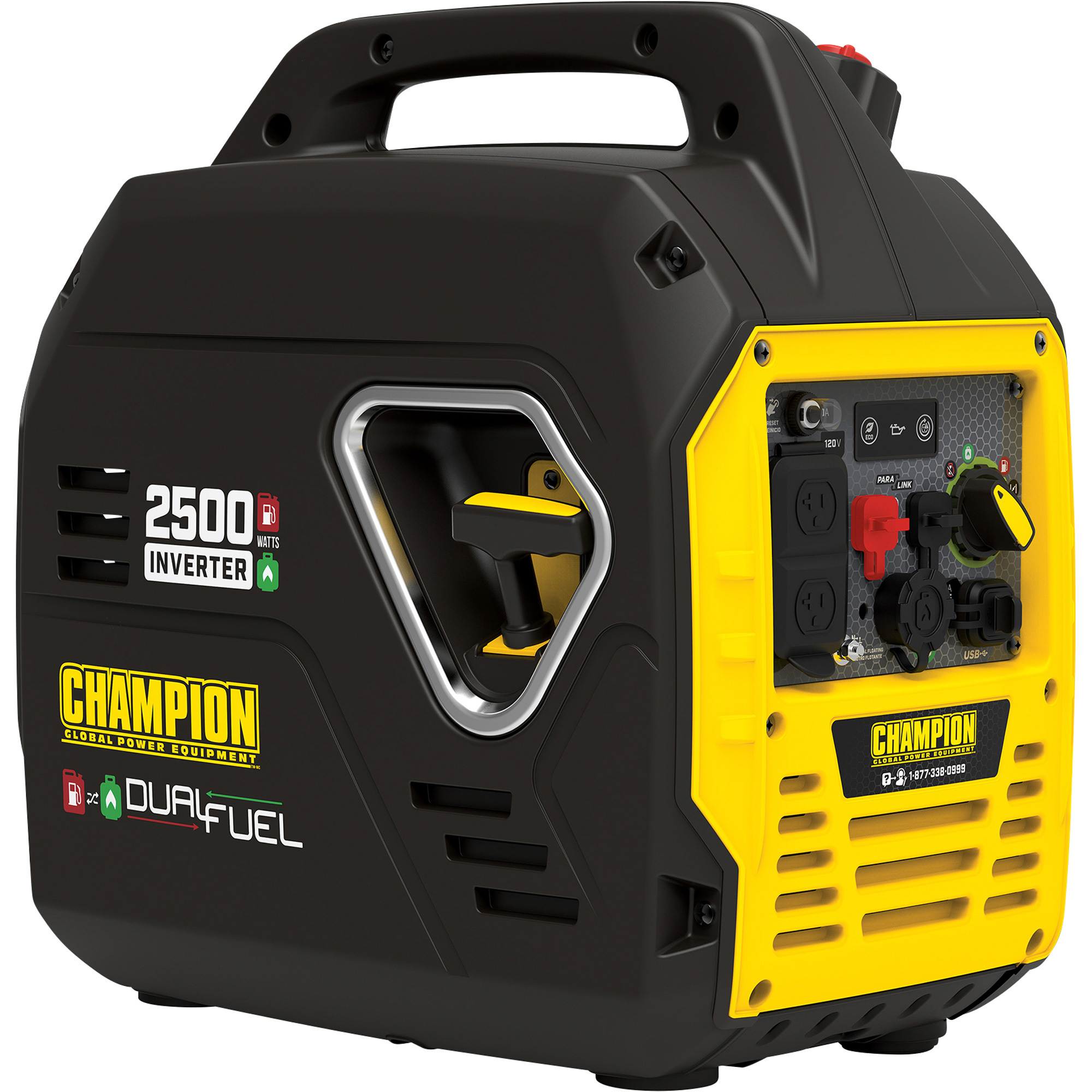 Champion Power Equipment Dual Fuel Inverter Generator — 2500 Surge Watts, 1850 Rated Watts, CARB Compliant, Model# 200962