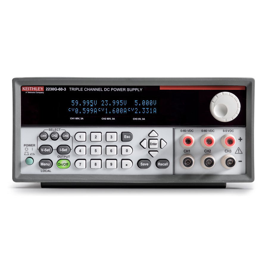 Keithley 2230G-60-3 Triple Output DC Power Supply, 60Vx2/3A, 5V/3A, 375 W, GPIB, 2230 Series