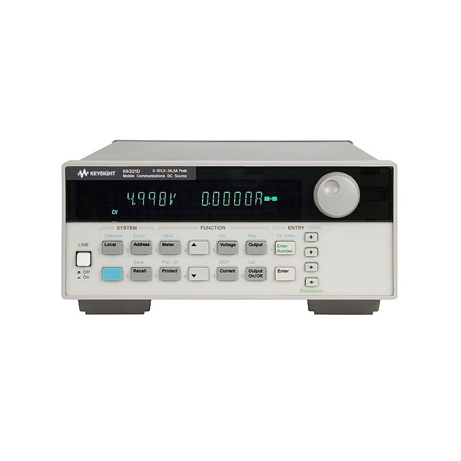 Keysight 66321D/120 Mobile Communication DC Source, Single Output, 15 V, 3 A, 120 VAC, DVM, GPIB, 66300 Series