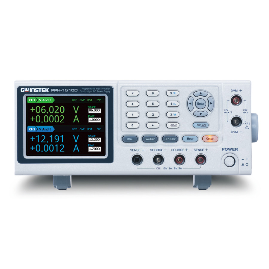 Instek PPH-1510D High-Precision DC Power Supply, Dual Output, 45 W/ 36 W Per CH, PPH-15xxD Series